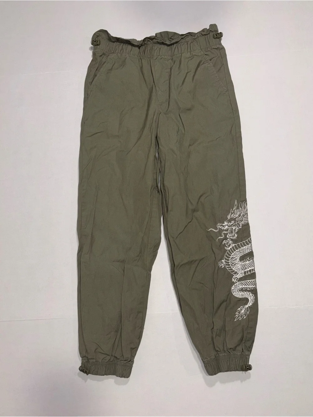 Primark Cares Girls Green Dragon Jogger Pants Elastic Waist 9-10Y